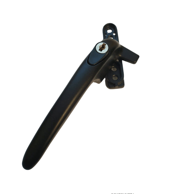COCKSPUR Window Handle for Aluminium & UPVC  Casement Windows- BLACK-LEFT HAND